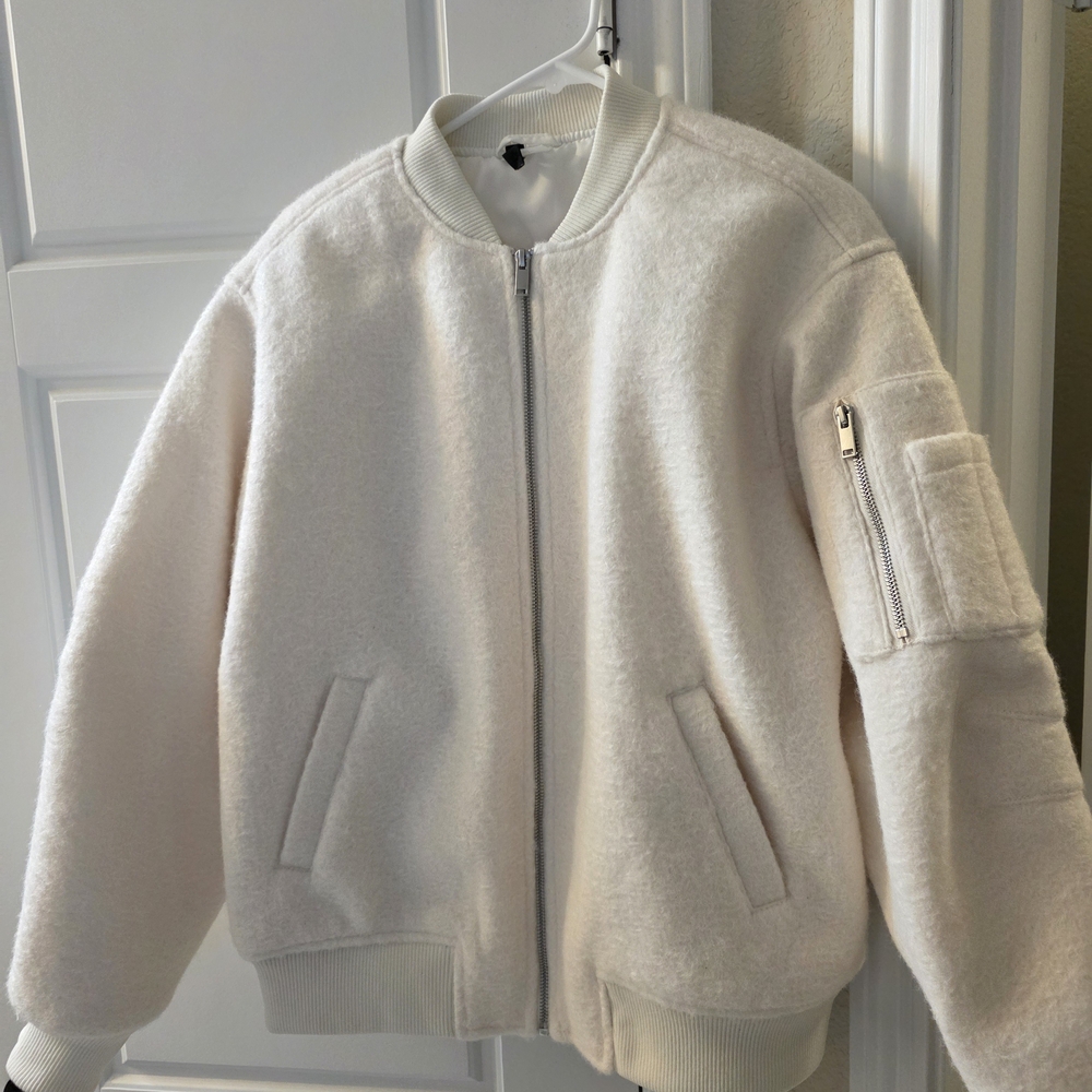 White Bomber Jacket Size S